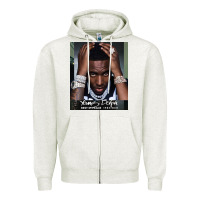 Oatmeal Heather Rest in Peace Young Dolph Zipper Hoodie - artisFamous
