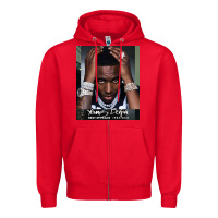 Red Rest in Peace Young Dolph Zipper Hoodie - artisFamous