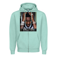 Seafoam Rest in Peace Young Dolph Zipper Hoodie - artisFamous