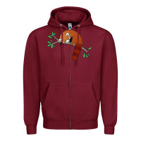 Burgundy red panda sleeping Zipper Hoodie - artisFamous