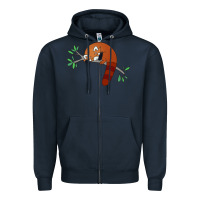 Navy red panda sleeping Zipper Hoodie - artisFamous