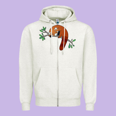 Red Panda Sleeping Zipper Hoodie Designed By Artisfamous