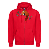 Red red panda sleeping Zipper Hoodie - artisFamous