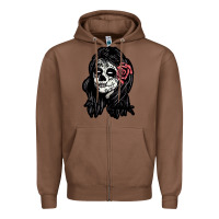 Chestnut sugar skull lady Zipper Hoodie - artisFamous