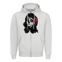 Dove Grey sugar skull lady Zipper Hoodie - artisFamous