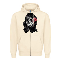 Sandshell sugar skull lady Zipper Hoodie - artisFamous