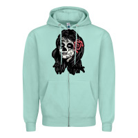 Seafoam sugar skull lady Zipper Hoodie - artisFamous