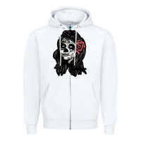 White sugar skull lady Zipper Hoodie - artisFamous