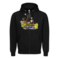 Black calvin and hobbes bill watterson Zipper Hoodie - artisFamous