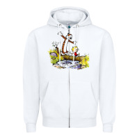 White calvin and hobbes bill watterson Zipper Hoodie - artisFamous
