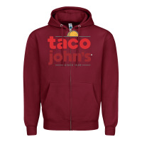 Burgundy Taco John's Resto Zipper Hoodie - artisFamous