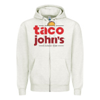 Oatmeal Heather Taco John's Resto Zipper Hoodie - artisFamous