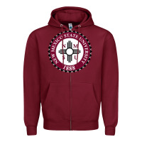 Burgundy nmsu seal Zipper Hoodie - artisFamous