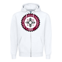 White nmsu seal Zipper Hoodie - artisFamous
