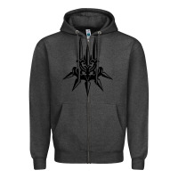Charcoal Heather yorha white insignia Zipper Hoodie - artisFamous