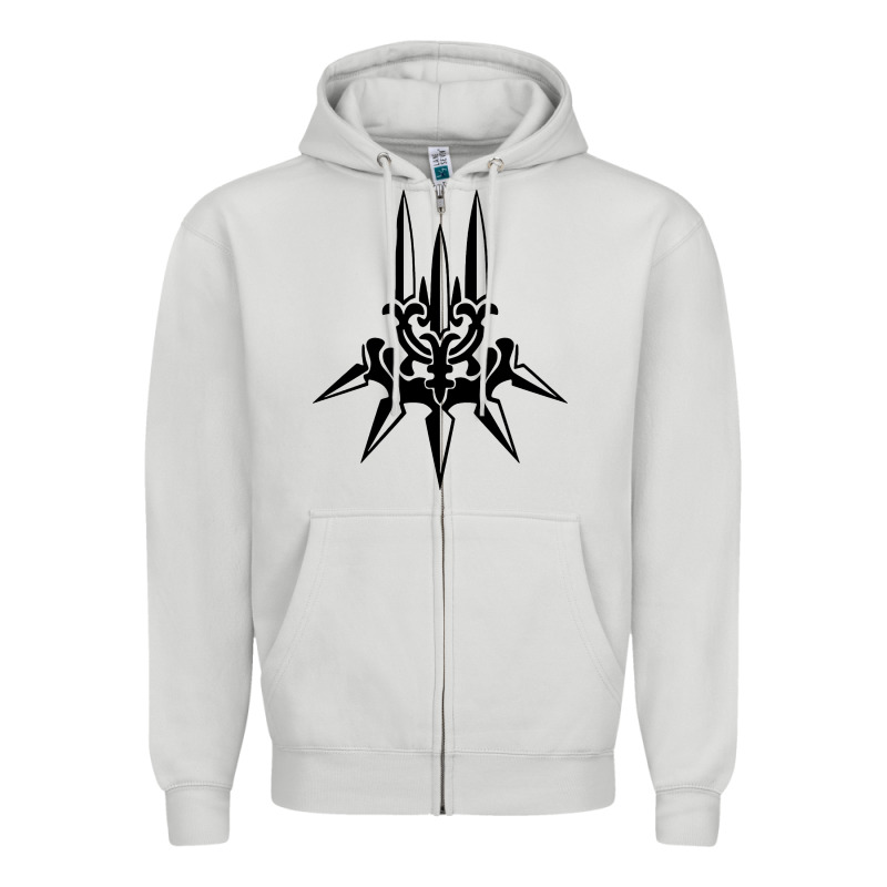 Yorha White Insignia Zipper Hoodie by artisFamous | Teevron