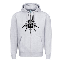Heather Grey yorha white insignia Zipper Hoodie - artisFamous