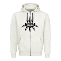 Oatmeal Heather yorha white insignia Zipper Hoodie - artisFamous