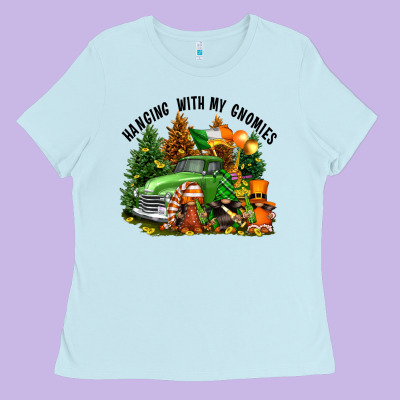 St. Patricks Day Hanging With My Gnomies Ladies Tee Designed By Fadigitalartstudio
