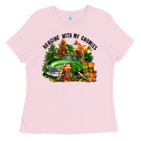 Bubblegum Pink St. Patricks Day hanging with my gnomies Ladies Tee - FaDigitalArtStudio