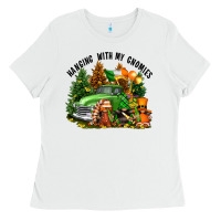 White St. Patricks Day hanging with my gnomies Ladies Tee - FaDigitalArtStudio
