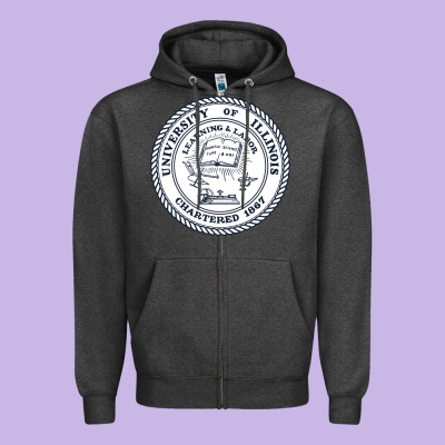 University Of Illinois Zipper Hoodie Designed By Artisfamous