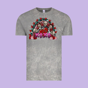 Skull Xoxo Rainbow Valentine's Day Vintage Tee Designed By Fadigitalartstudio