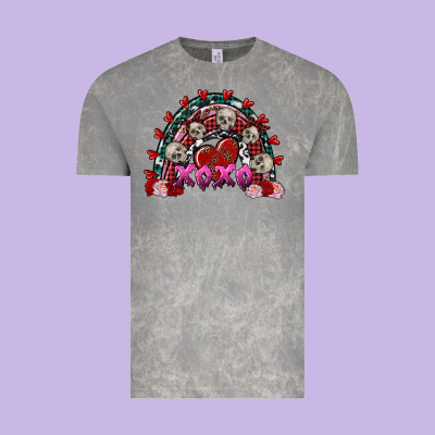 Skull Xoxo Rainbow Valentine's Day Vintage Tee Designed By Fadigitalartstudio
