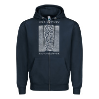 Navy joy division pleasures  japanese Zipper Hoodie - artisFamous