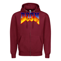 Burgundy doom video game Zipper Hoodie - artisFamous