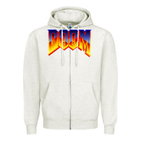 Oatmeal Heather doom video game Zipper Hoodie - artisFamous