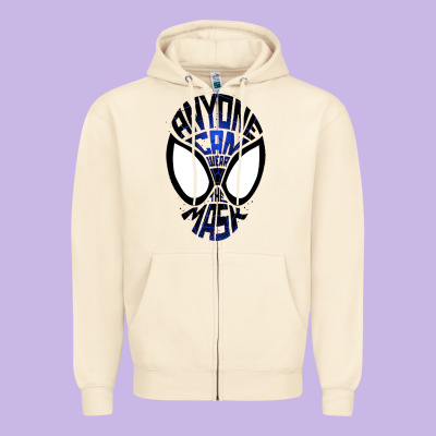 Anyone Can Wear The Mask Zipper Hoodie Designed By Artisfamous