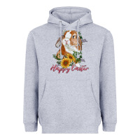 Heather Grey Happy easter with bunny and sunflowers Heavyweight Hoodie - RanaPortraitStore
