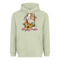 Matcha Happy easter with bunny and sunflowers Heavyweight Hoodie - RanaPortraitStore