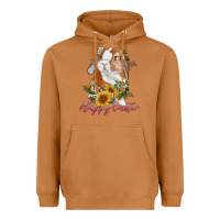 Meerkat Happy easter with bunny and sunflowers Heavyweight Hoodie - RanaPortraitStore