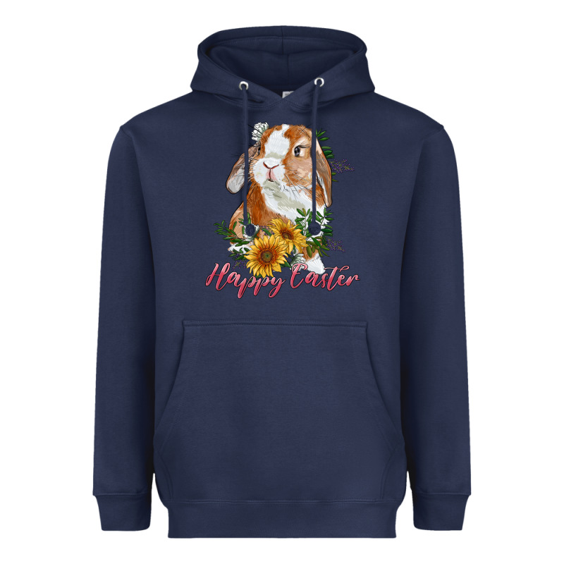 Happy Easter With Bunny And Sunflowers Heavyweight Hoodie by RanaPortraitStore | Teevron