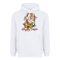 White Happy easter with bunny and sunflowers Heavyweight Hoodie - RanaPortraitStore