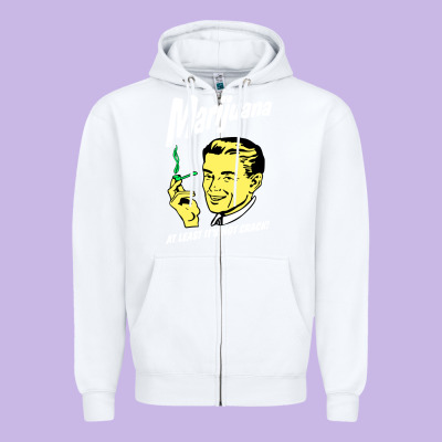 Smoking Marijuana Zipper Hoodie Designed By Artisfamous