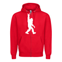 Red funny bigfoot rock and roll t shirt for sasquatch believers Zipper Hoodie - artisFamous
