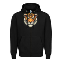 Black tiger vector face Zipper Hoodie - artisFamous
