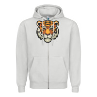 Dove Grey tiger vector face Zipper Hoodie - artisFamous