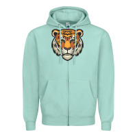 Seafoam tiger vector face Zipper Hoodie - artisFamous