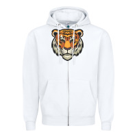 White tiger vector face Zipper Hoodie - artisFamous