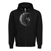 Black digging the moon Zipper Hoodie - artisFamous