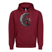 Burgundy digging the moon Zipper Hoodie - artisFamous