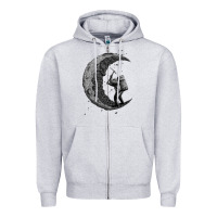 Heather Grey digging the moon Zipper Hoodie - artisFamous