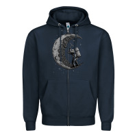 Navy digging the moon Zipper Hoodie - artisFamous