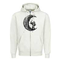 Oatmeal Heather digging the moon Zipper Hoodie - artisFamous