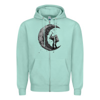 Seafoam digging the moon Zipper Hoodie - artisFamous