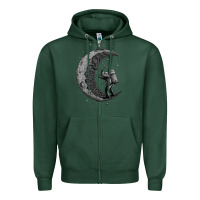 Sports Green digging the moon Zipper Hoodie - artisFamous